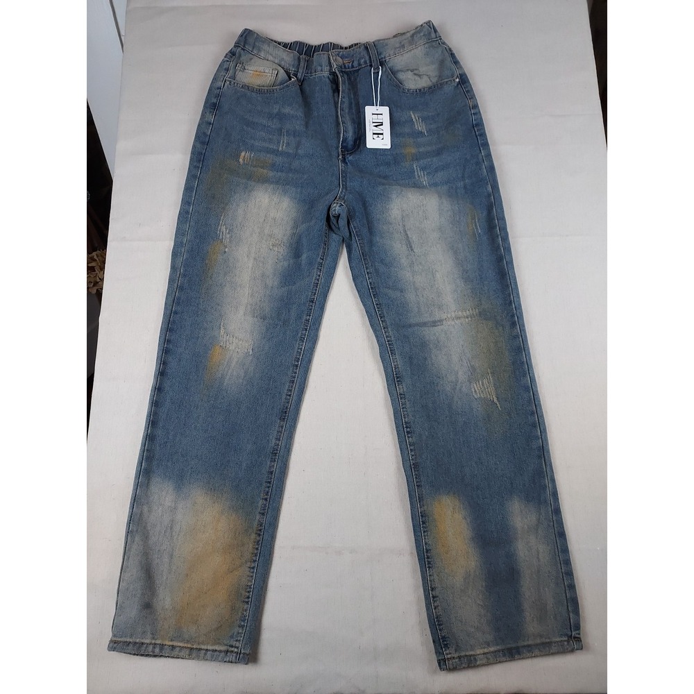 HME Womens XL Distressed Carpenter Jeans Light Wash Baggy Skater Denim NWT